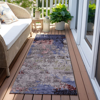 Piper Looms Chantille Abstract ACN1911 Plum Machine Washable Area Rug Runner Outdoor Lifestyle Image Feature