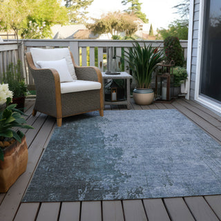 Piper Looms Chantille Abstract ACN1912 Blue Machine Washable Area Rug Outdoor Lifestyle Image Feature