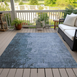 Piper Looms Chantille Abstract ACN1912 Blue Machine Washable Area Rug Outdoor Lifestyle Image Feature