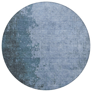 Piper Looms Chantille Abstract ACN1912 Blue Machine Washable Area Rug Round Main Image