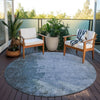 Piper Looms Chantille Abstract ACN1912 Blue Machine Washable Area Rug Round Outdoor Lifestyle Image Feature