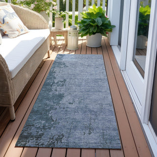 Piper Looms Chantille Abstract ACN1912 Blue Machine Washable Area Rug Runner Outdoor Lifestyle Image Feature