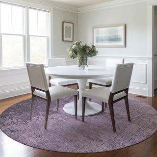 Piper Looms Chantille Abstract ACN1912 Lavender Machine Washable Area Rug Round Lifestyle Image Feature