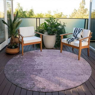 Piper Looms Chantille Abstract ACN1912 Lavender Machine Washable Area Rug Round Outdoor Lifestyle Image Feature