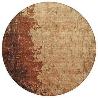 Piper Looms Chantille Abstract ACN1912 Tan Machine Washable Area Rug Round Main Image