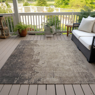 Piper Looms Chantille Abstract ACN1912 Taupe Machine Washable Area Rug Outdoor Lifestyle Image Feature
