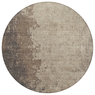 Piper Looms Chantille Abstract ACN1912 Taupe Machine Washable Area Rug Round Main Image