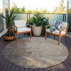 Piper Looms Chantille Abstract ACN1912 Taupe Machine Washable Area Rug Round Outdoor Lifestyle Image Feature