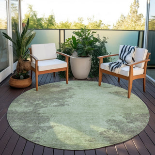 Piper Looms Chantille Abstract ACN1913 Aloe Machine Washable Area Rug Round Outdoor Lifestyle Image Feature