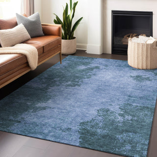 Piper Looms Chantille Abstract ACN1913 Denim Machine Washable Area Rug Lifestyle Image Feature