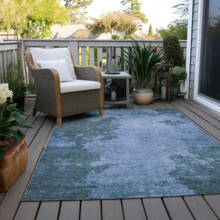Piper Looms Chantille Abstract ACN1913 Denim Machine Washable Area Rug Outdoor Lifestyle Image Feature