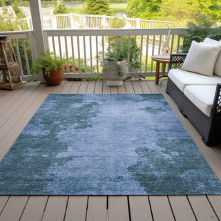 Piper Looms Chantille Abstract ACN1913 Denim Machine Washable Area Rug Outdoor Lifestyle Image Feature