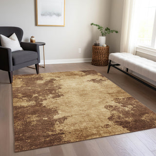 Piper Looms Chantille Abstract ACN1913 Mocha Machine Washable Area Rug Lifestyle Image Feature