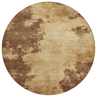 Piper Looms Chantille Abstract ACN1913 Mocha Machine Washable Area Rug Round Main Image