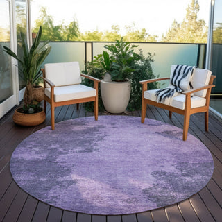 Piper Looms Chantille Abstract ACN1913 Purple Machine Washable Area Rug Round Outdoor Lifestyle Image Feature