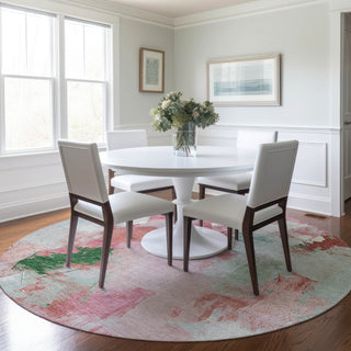 Piper Looms Chantille Abstract ACN1914 Blush Machine Washable Area Rug Round Lifestyle Image Feature