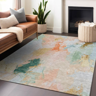 Piper Looms Chantille Abstract ACN1914 Peach Machine Washable Area Rug Lifestyle Image Feature