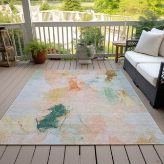 Piper Looms Chantille Abstract ACN1914 Peach Machine Washable Area Rug Outdoor Lifestyle Image Feature