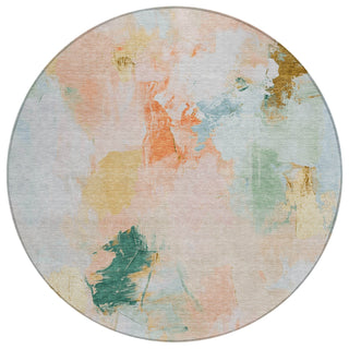 Piper Looms Chantille Abstract ACN1914 Peach Machine Washable Area Rug Round Main Image