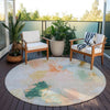 Piper Looms Chantille Abstract ACN1914 Peach Machine Washable Area Rug Round Outdoor Lifestyle Image Feature