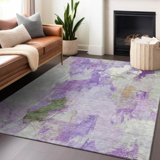 Piper Looms Chantille Abstract ACN1914 Purple Machine Washable Area Rug Lifestyle Image Feature