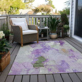 Piper Looms Chantille Abstract ACN1914 Purple Machine Washable Area Rug Outdoor Lifestyle Image Feature