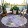 Piper Looms Chantille Abstract ACN1914 Purple Machine Washable Area Rug Round Outdoor Lifestyle Image Feature