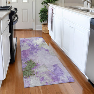 Piper Looms Chantille Abstract ACN1914 Purple Machine Washable Area Rug Runner Lifestyle Image Feature