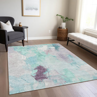Piper Looms Chantille Abstract ACN1914 Teal Machine Washable Area Rug Lifestyle Image Feature