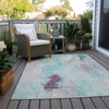 Piper Looms Chantille Abstract ACN1914 Teal Machine Washable Area Rug Outdoor Lifestyle Image Feature