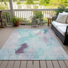 Piper Looms Chantille Abstract ACN1914 Teal Machine Washable Area Rug Outdoor Lifestyle Image Feature