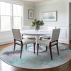 Piper Looms Chantille Abstract ACN1914 Teal Machine Washable Area Rug Round Lifestyle Image Feature
