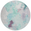Piper Looms Chantille Abstract ACN1914 Teal Machine Washable Area Rug Round Main Image