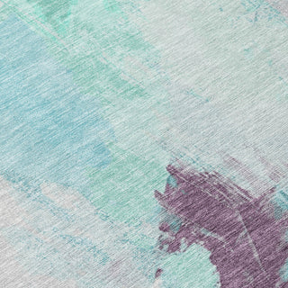 Piper Looms Chantille Abstract ACN1914 Teal Machine Washable Area Rug Swatch Image
