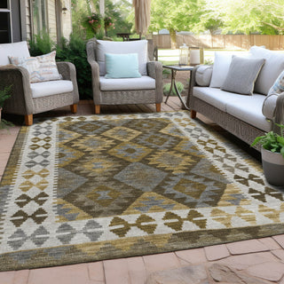 Piper Looms Chantille Tribal ACN1915 Brown Machine Washable Area Rug Outdoor Lifestyle Image Feature