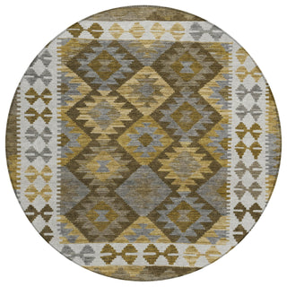Piper Looms Chantille Tribal ACN1915 Brown Machine Washable Area Rug Round Main Image