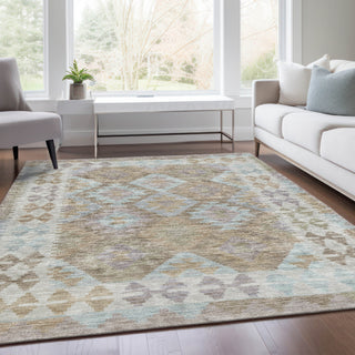 Piper Looms Chantille Tribal ACN1915 Khaki Machine Washable Area Rug Lifestyle Image Feature