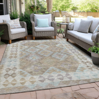 Piper Looms Chantille Tribal ACN1915 Khaki Machine Washable Area Rug Outdoor Lifestyle Image Feature