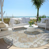 Piper Looms Chantille Tribal ACN1915 Khaki Machine Washable Area Rug Round Outdoor Lifestyle Image Feature