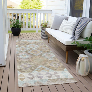 Piper Looms Chantille Tribal ACN1915 Khaki Machine Washable Area Rug Runner Outdoor Lifestyle Image Feature
