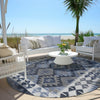 Piper Looms Chantille Tribal ACN1915 Navy Machine Washable Area Rug Round Outdoor Lifestyle Image Feature