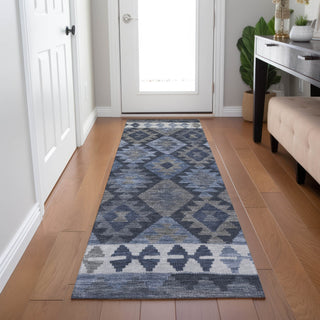 Piper Looms Chantille Tribal ACN1915 Navy Machine Washable Area Rug Runner Lifestyle Image Feature
