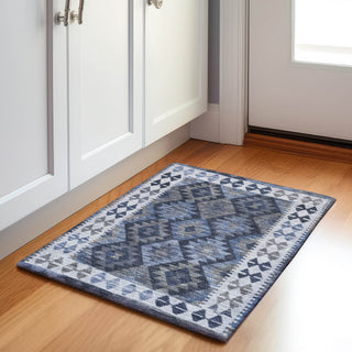 Piper Looms Chantille Tribal ACN1915 Navy Machine Washable Area Rug Scatter Lifestyle Image Feature