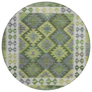 Piper Looms Chantille Tribal ACN1915 Olive Machine Washable Area Rug Round Main Image