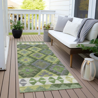 Piper Looms Chantille Tribal ACN1915 Olive Machine Washable Area Rug Runner Outdoor Lifestyle Image Feature