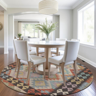 Piper Looms Chantille Tribal ACN1915 Paprika Machine Washable Area Rug Round Lifestyle Image Feature