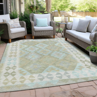 Piper Looms Chantille Tribal ACN1915 Sage Machine Washable Area Rug Outdoor Lifestyle Image Feature