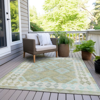 Piper Looms Chantille Tribal ACN1915 Sage Machine Washable Area Rug Outdoor Lifestyle Image Feature
