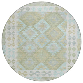 Piper Looms Chantille Tribal ACN1915 Sage Machine Washable Area Rug Round Main Image
