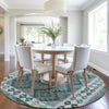 Piper Looms Chantille Tribal ACN1915 Seafoam Machine Washable Area Rug Round Lifestyle Image Feature